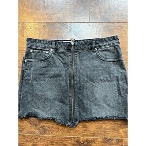 We The Free Black Full Zip Denim Cut Off Mini Skirt Womens Size 31